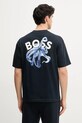Βαμβακερό μπλουζάκι BOSS Orange στάμπα σκούρο μπλε 50540520